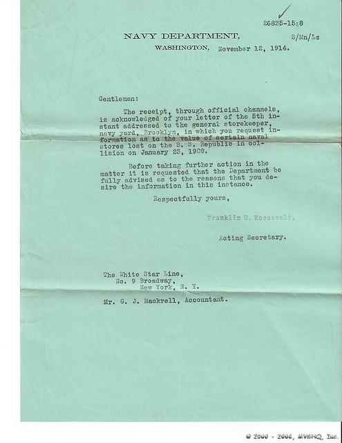 FDR wants to know why WSL requests information on Navy Cargo
Source: 26835-15-8 SecNav