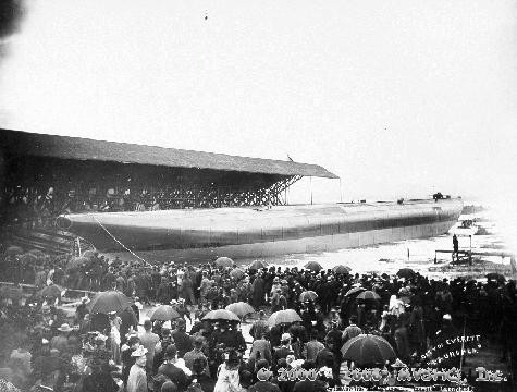 Whaleback City of Everett just after launch, 1894. Image courtesy of the Everett Public Library.