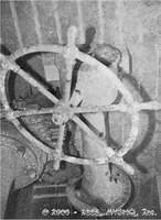 Aft Helm, 
Marked "A345"

(Harland and Wolff's Yard Number)

Bridge helm base visible at left.