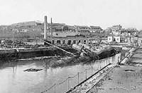The Russian minelayer Amur sunk at Port Arthur as a result of bombardment by Japanese land based artillery during the siege of P